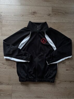 Jordan Black Track Jacket with Red Logo and White Accents